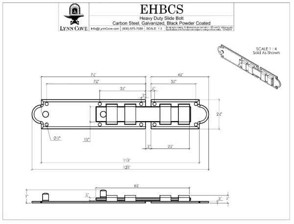 Heavy Duty Slide Bolt – 12″