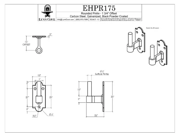 Plate Mount Pintle - 1 3/4" Offset