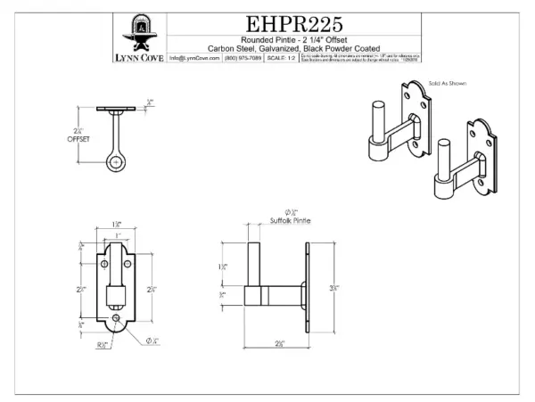 Plate Mount Pintle - 2 1/4" Offset