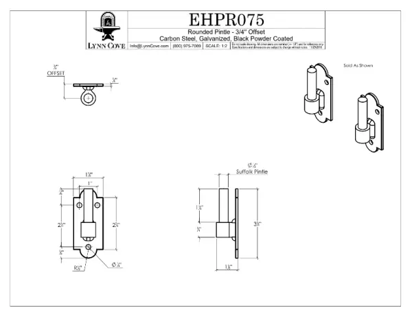 Plate Mount Pintle - 3/4" Offset